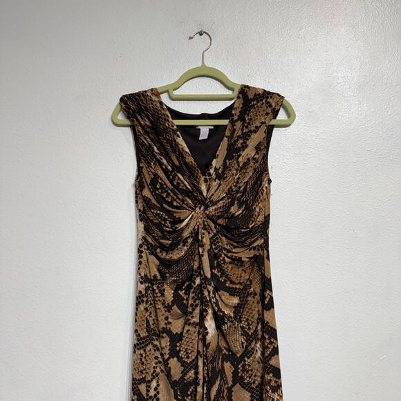Chico's Tan Front Knot Snakeskin Print Maxi Sz 0.5/6 - Picture 3 of 12